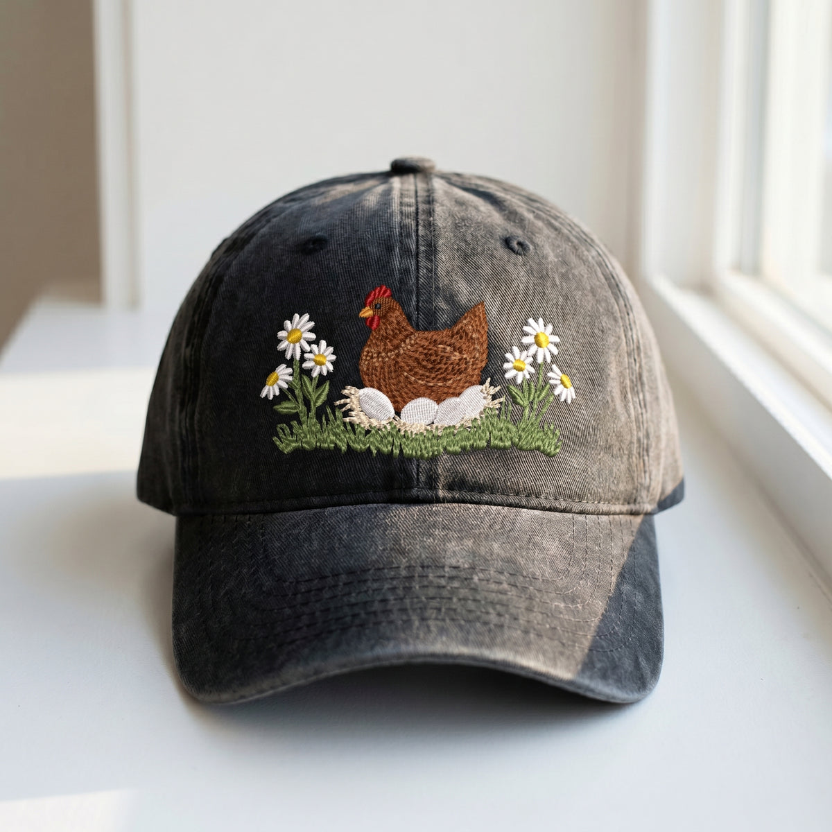 Chick and Daisy Embroidered Cap – Trendy Streetwear Style - photo 2