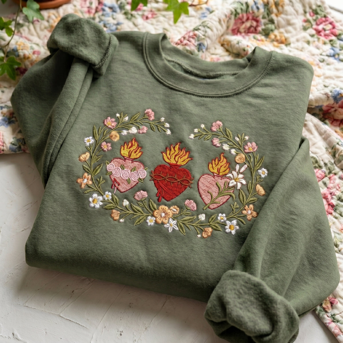 Flame Heart Embroidered Sweater – Trendy & Comfortable - photo 3