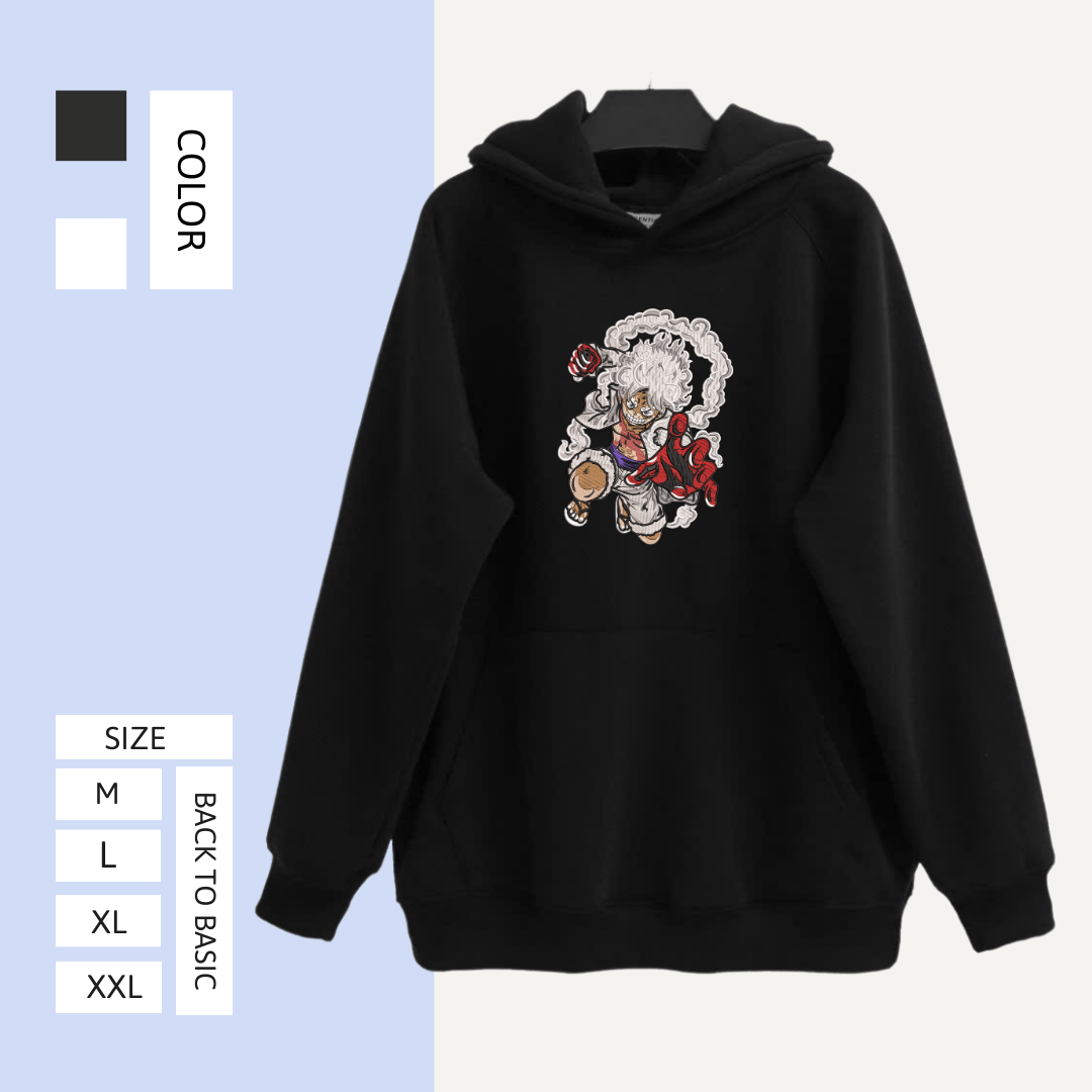 gear 5 hoodie Luffy gear 5 One Piece Embroidered Hoodie – AMOEMBROIDERY