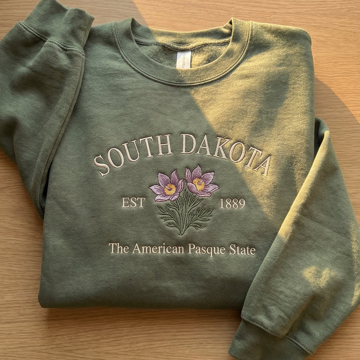 South Dakota Pasque Embroidered Sweatshirt Crewneck