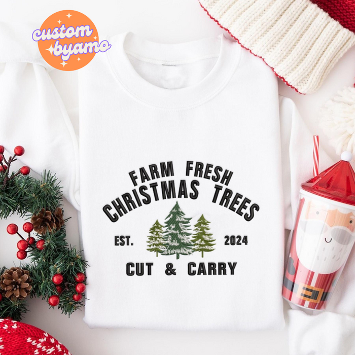 Christmas Tree Farm Embroidered Sweater