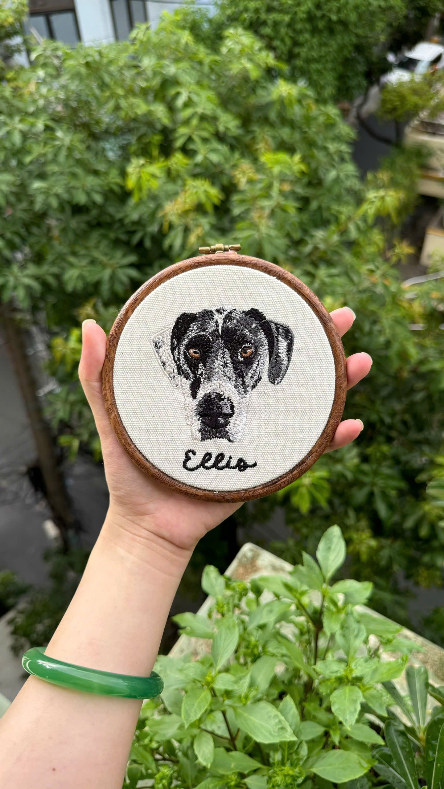 personalized pet memorial embroidered hoop artwork