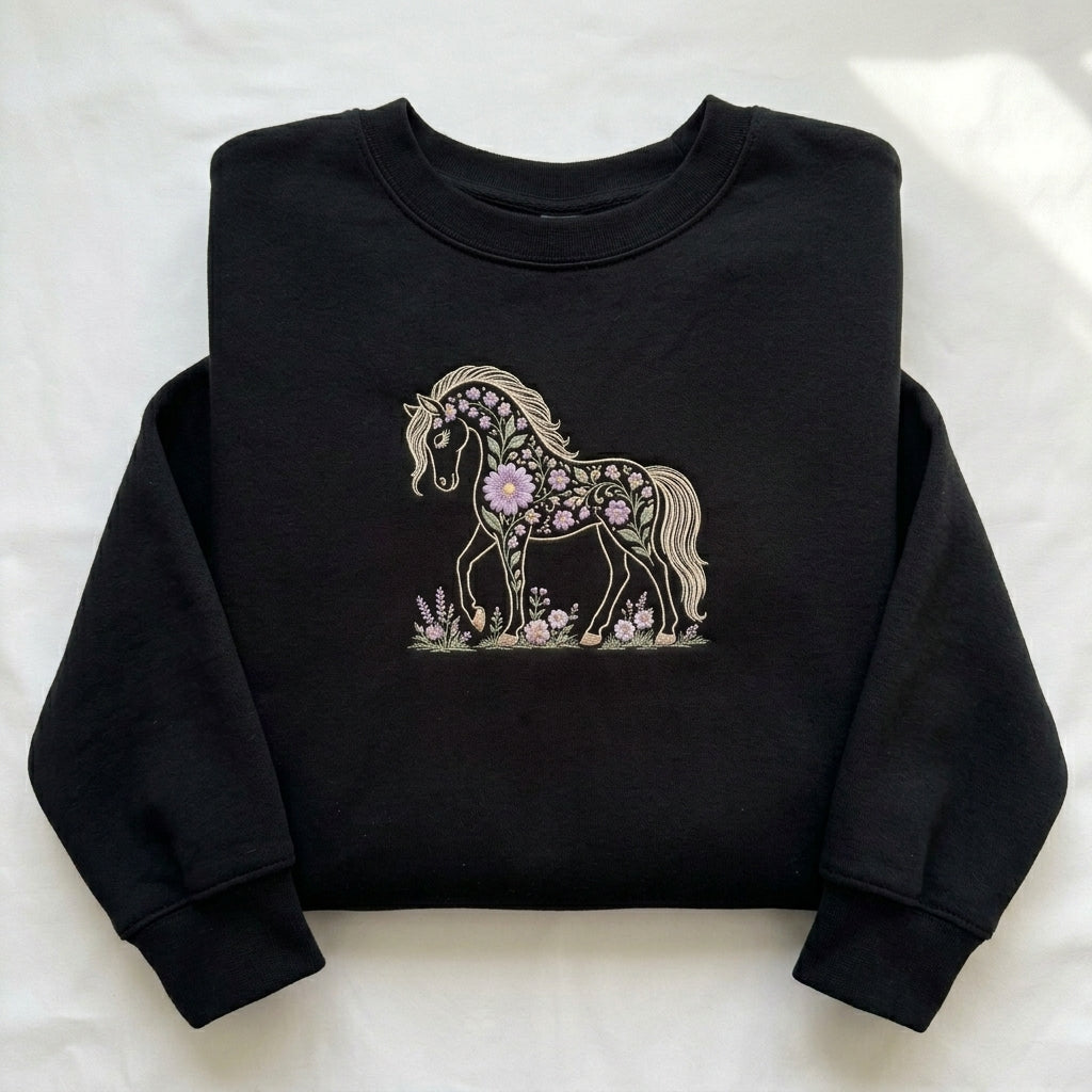 Floral Horse Embroidered Sweatshirt - view 2