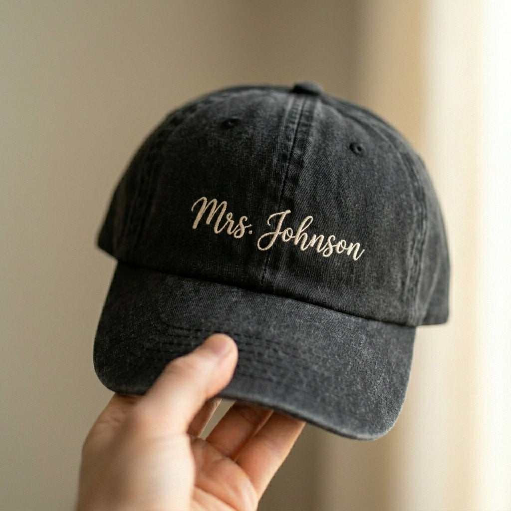 Custom Mrs. Last Name Embroidered Cap – Perfect Engagement Gift - photo 2