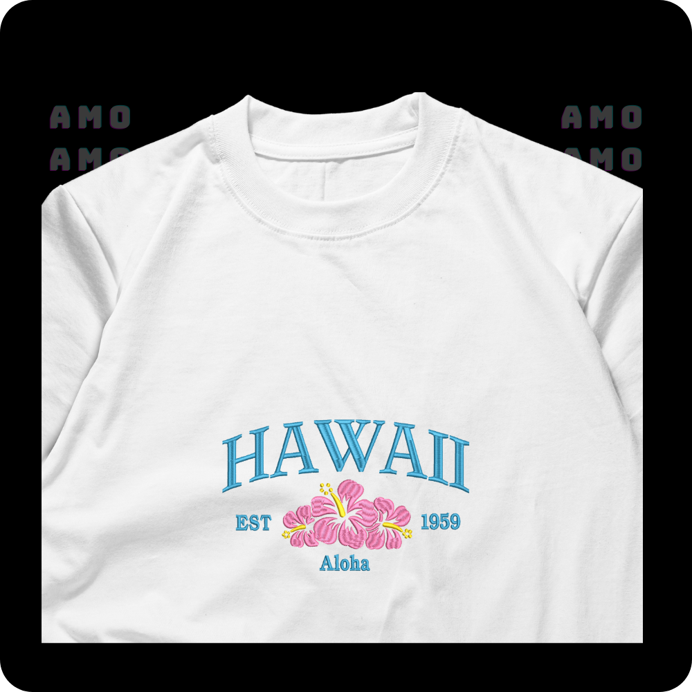 Hawaii est 1959 Aloha Embroidered T-Shirt