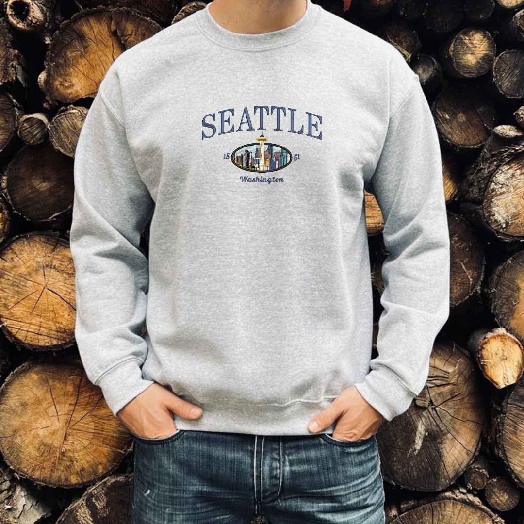 Seattle Washington Embroidered Sweatshirts, photo 6