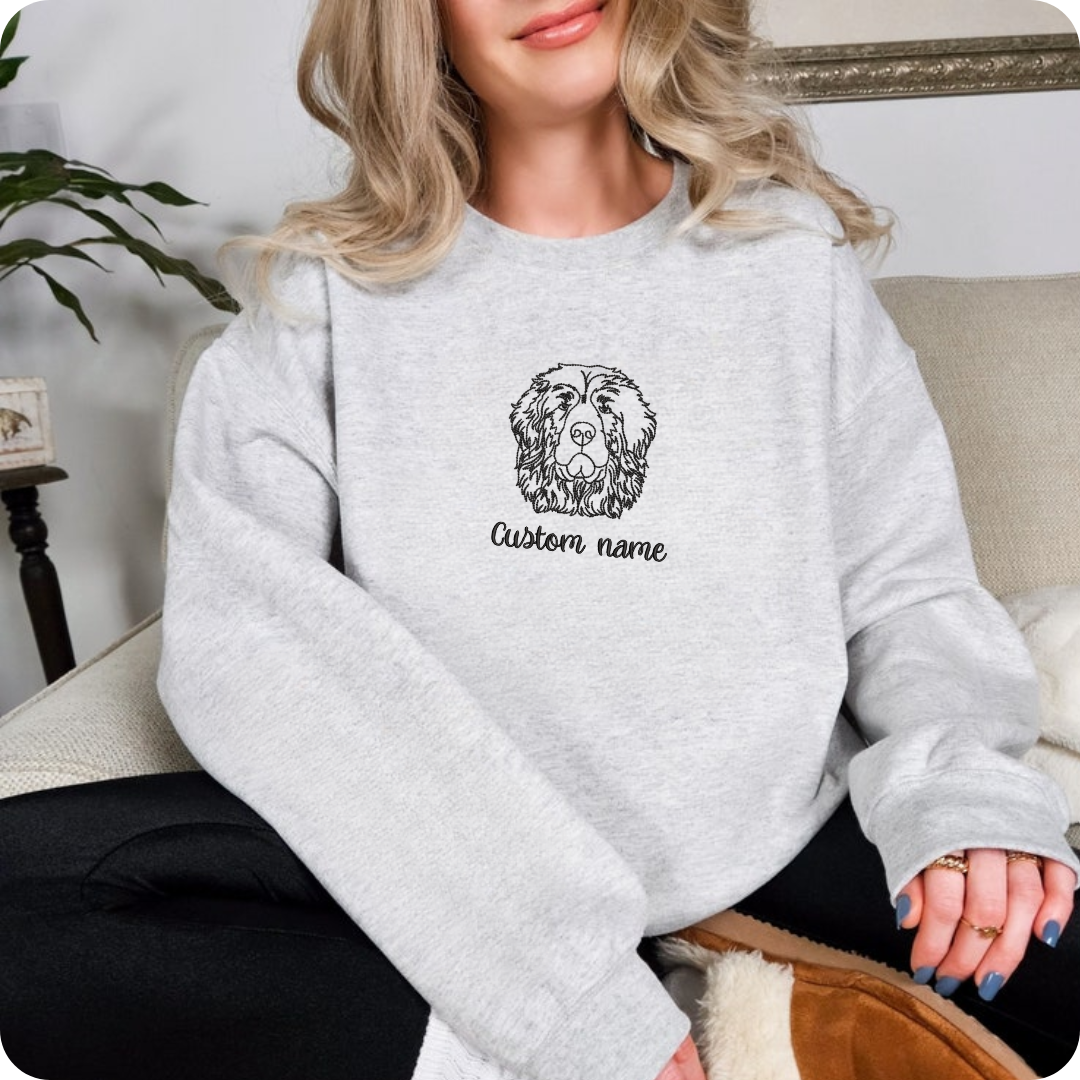 Newfoundland Dog Embroidered Sweatshirt Custom Pet Name, photo 6