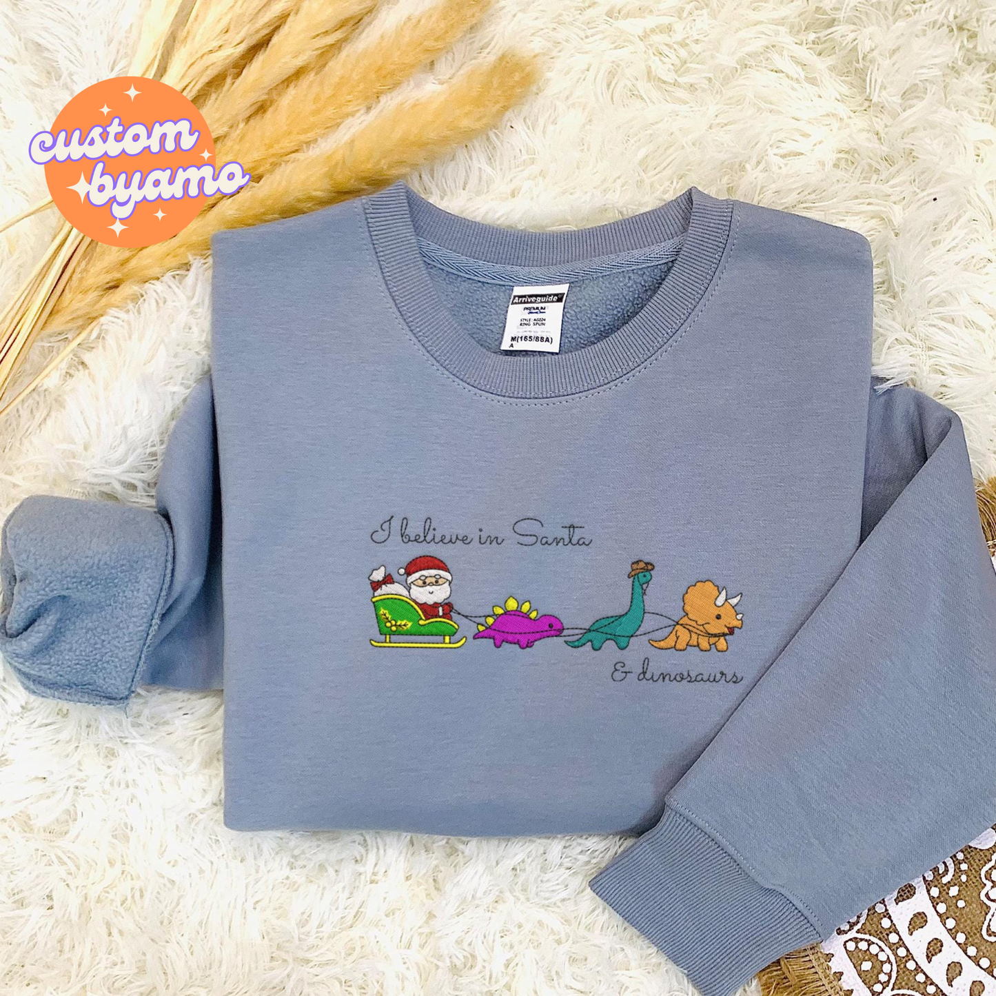 I Believe In Santa And Dinosaurs Embroidered Sweater/Hoodie
