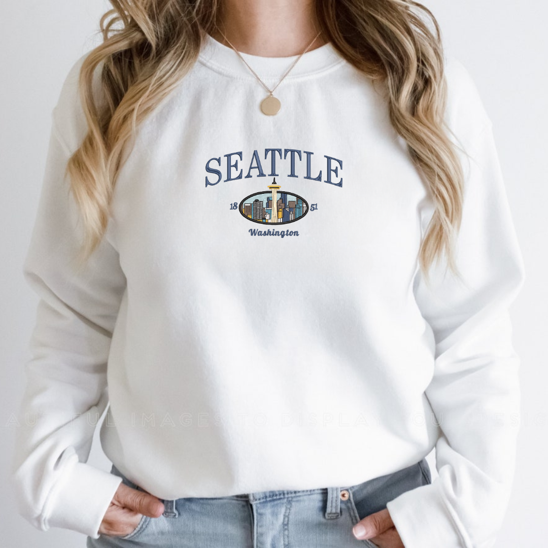 Seattle Washington Embroidered Sweatshirts, photo 3