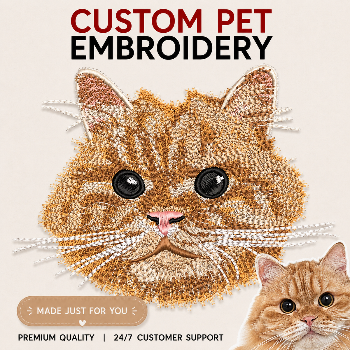 Custom full body pet embroidery file – dog and cat design – example 3