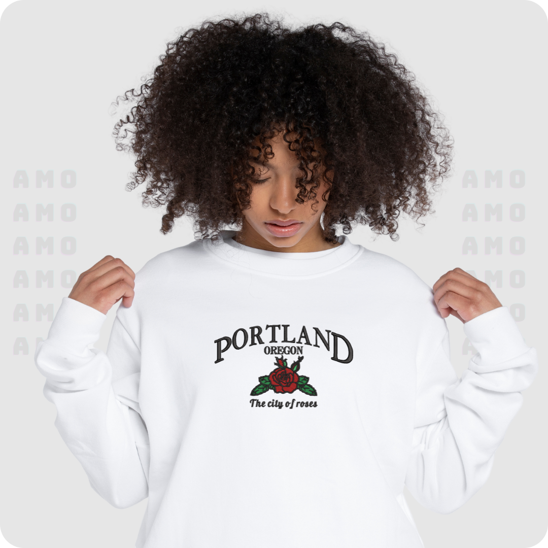 Portland Oregon The city of roses Embroidered Sweatshirts