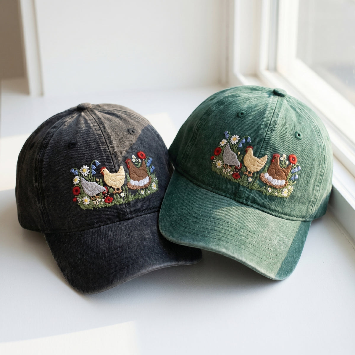 Chicken and Flower Embroidered Cap – Trendy Streetwear Style - photo 3