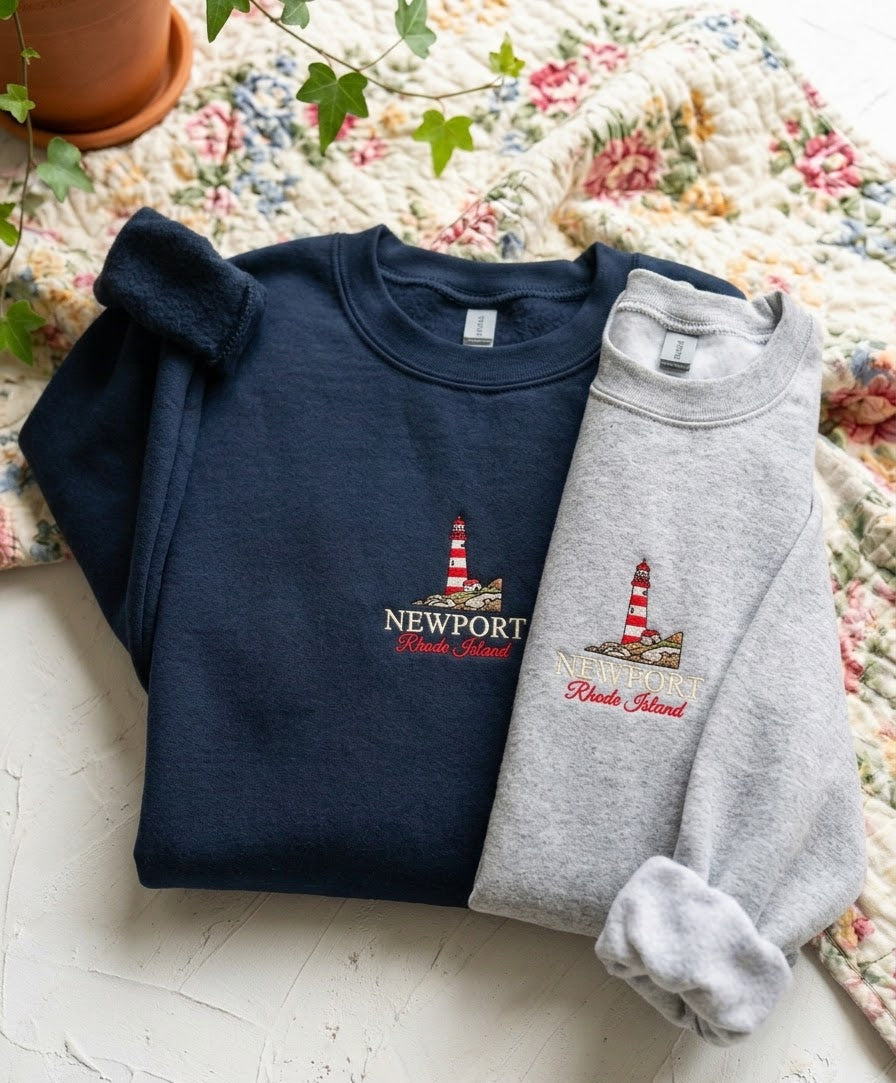 Newport Rhode Island Vintage Sweatshirt – Beach Embroidered Style - photo 5
