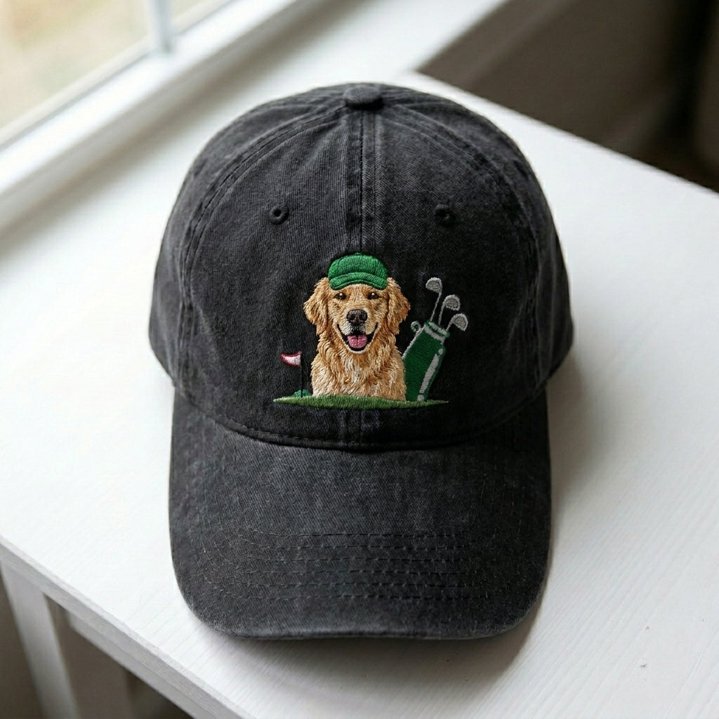 Golden Retriever Golfer Embroidered Cap - view 4