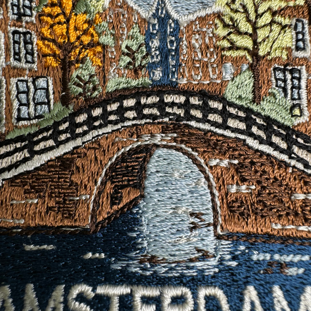 Amsterdam Patch – Embroidered Iron-On or Sew-On Holland Travel Badge