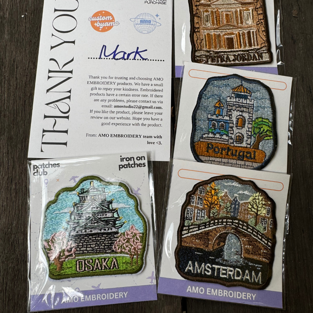 Amsterdam Patch – Embroidered Iron-On or Sew-On Holland Travel Badge