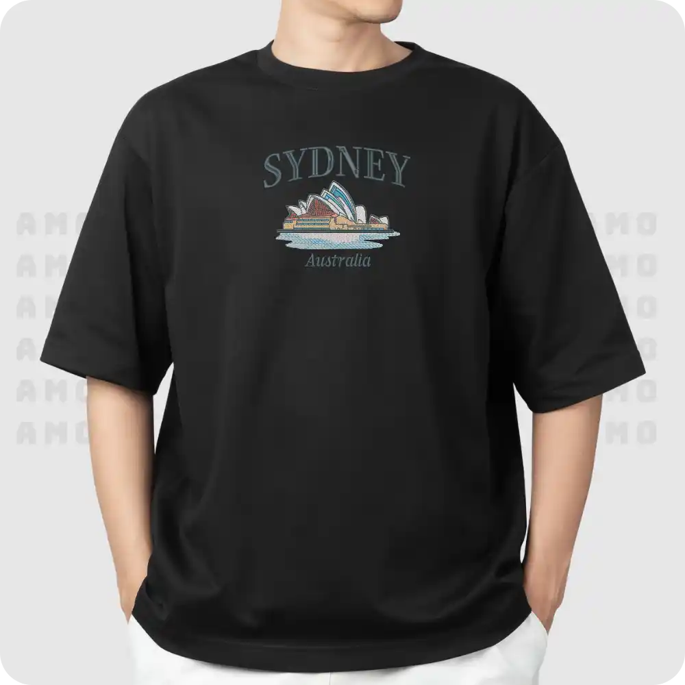Close-up of Sydney city name embroidery