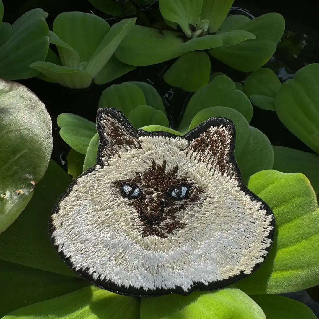 Custom Siamese cat face embroidery patch