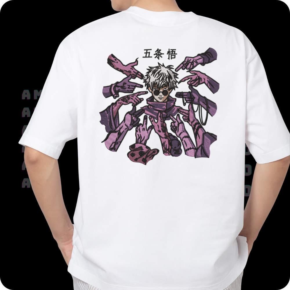 Gojo Satoru Jujutsu Kaisen Embroidered T-Shirt, Hoodie & Sweater – Anime Streetwear for Otaku Fans