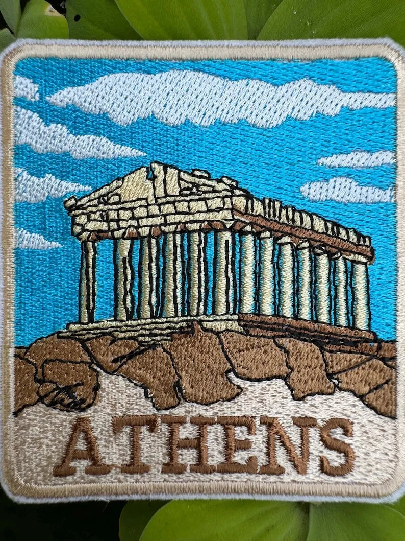 Greece landmark embroidered patch for jackets