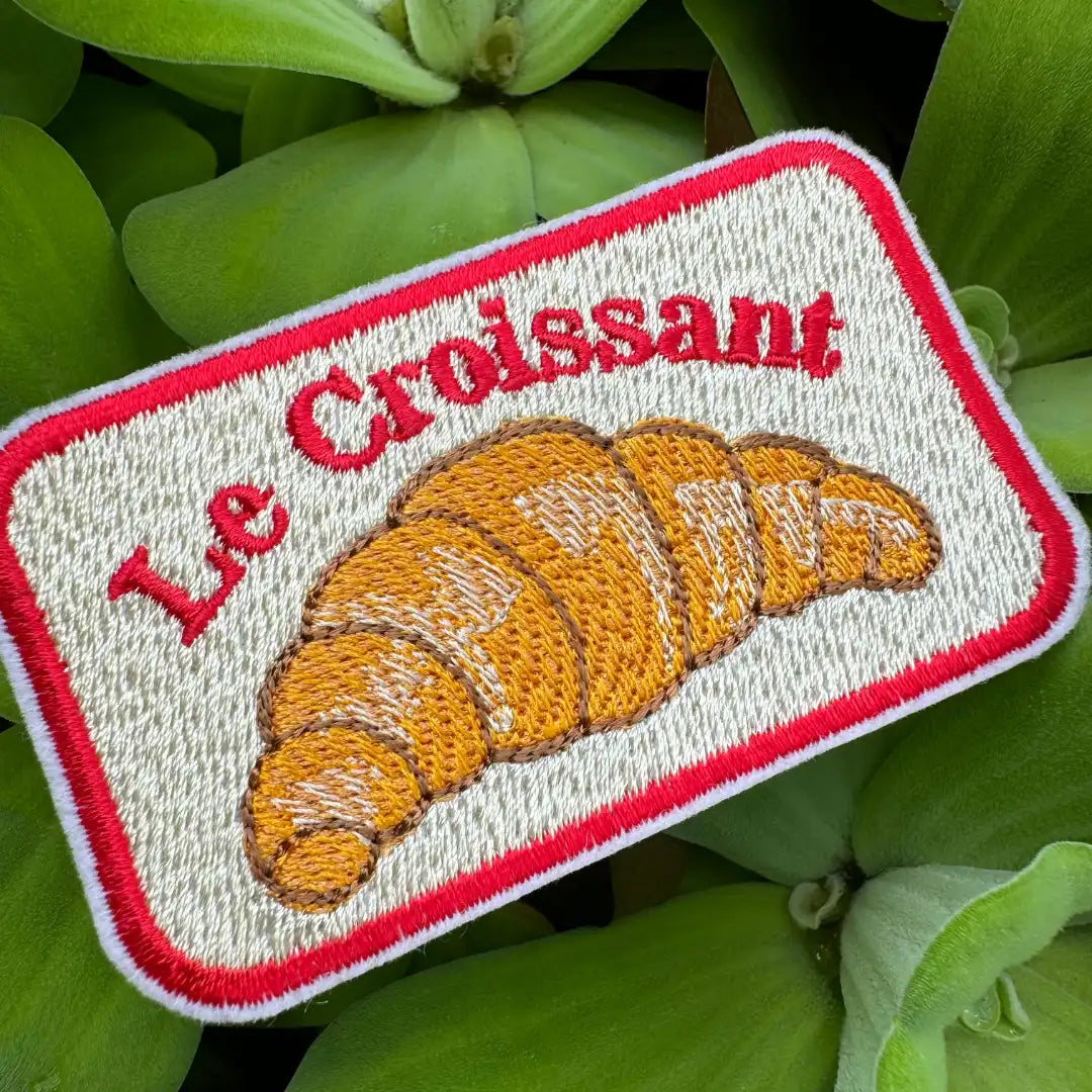 Embroidered iron-on croissant patch – French pastry design