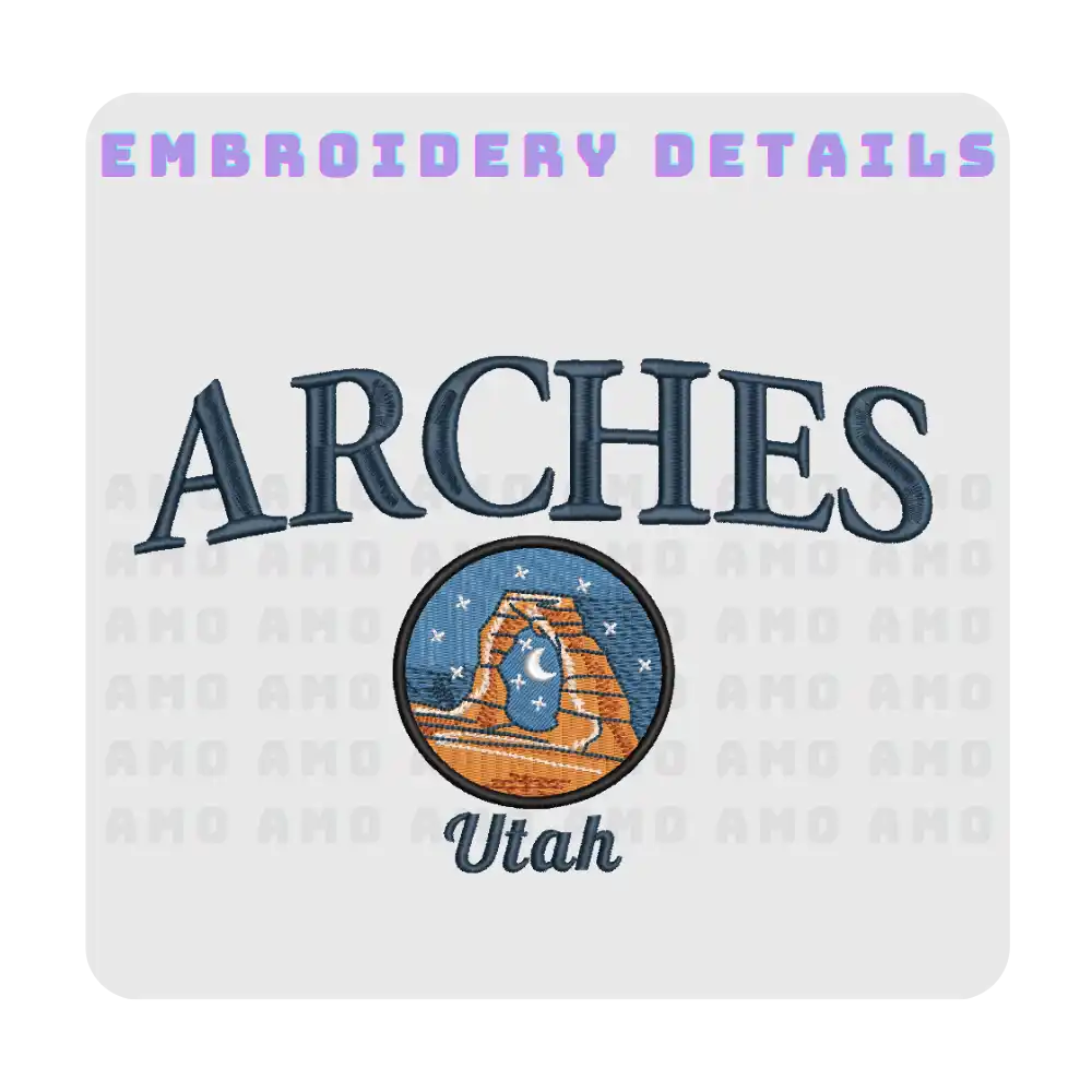 Minimalist Arches National Park tee flat lay