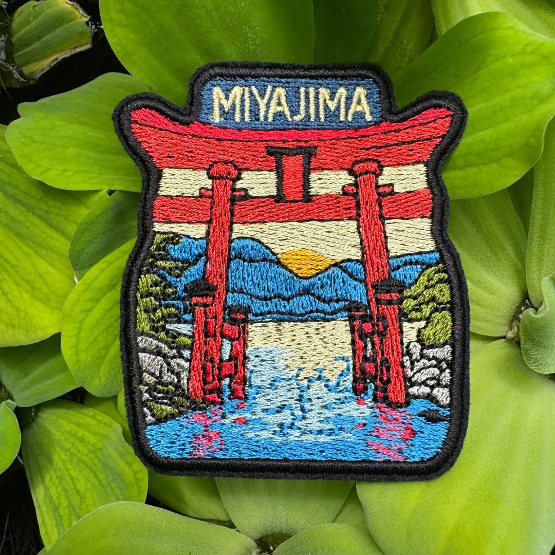 Close-up of Miyajima Torii gate embroidery, perfect for jackets and bags