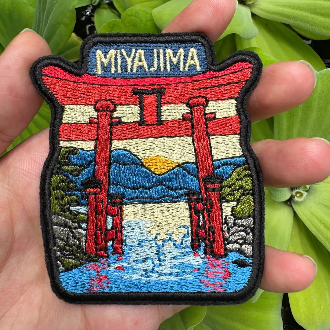 Detailed embroidered patch of Miyajima floating gate, iron-on or sew-on