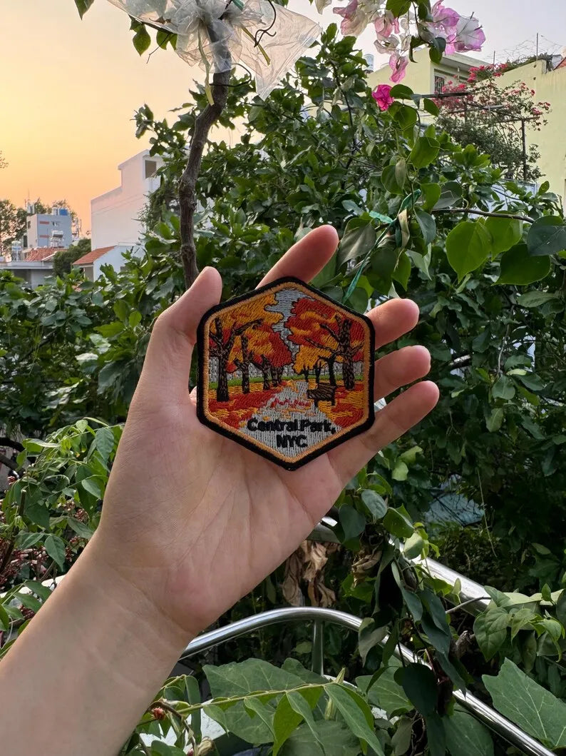 NYC urban nature embroidered applique