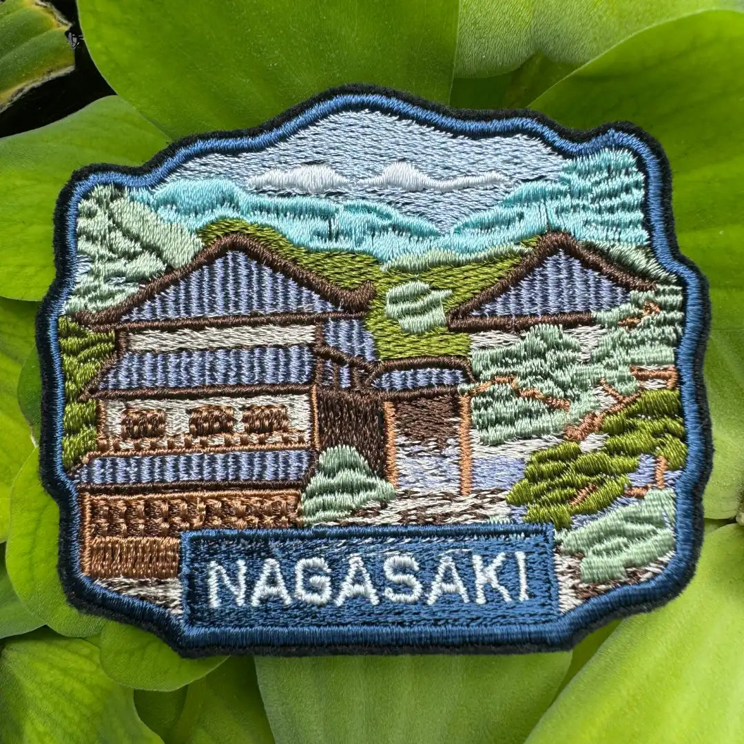 Close-up of Nagasaki embroidery patch – cultural Japan souvenir for backpacks or hats