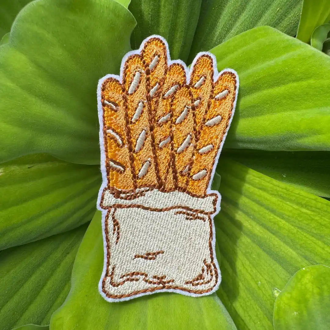 French food embroidered badge detail