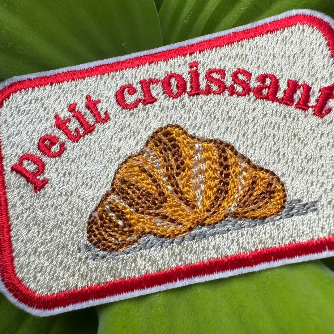 French food iron-on patch close-up details