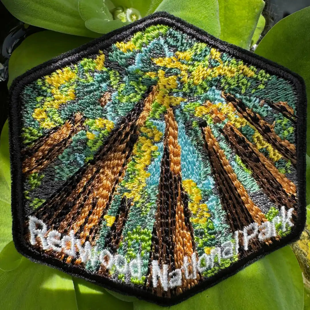 Forest-themed iron-on patch for hikers and campers
