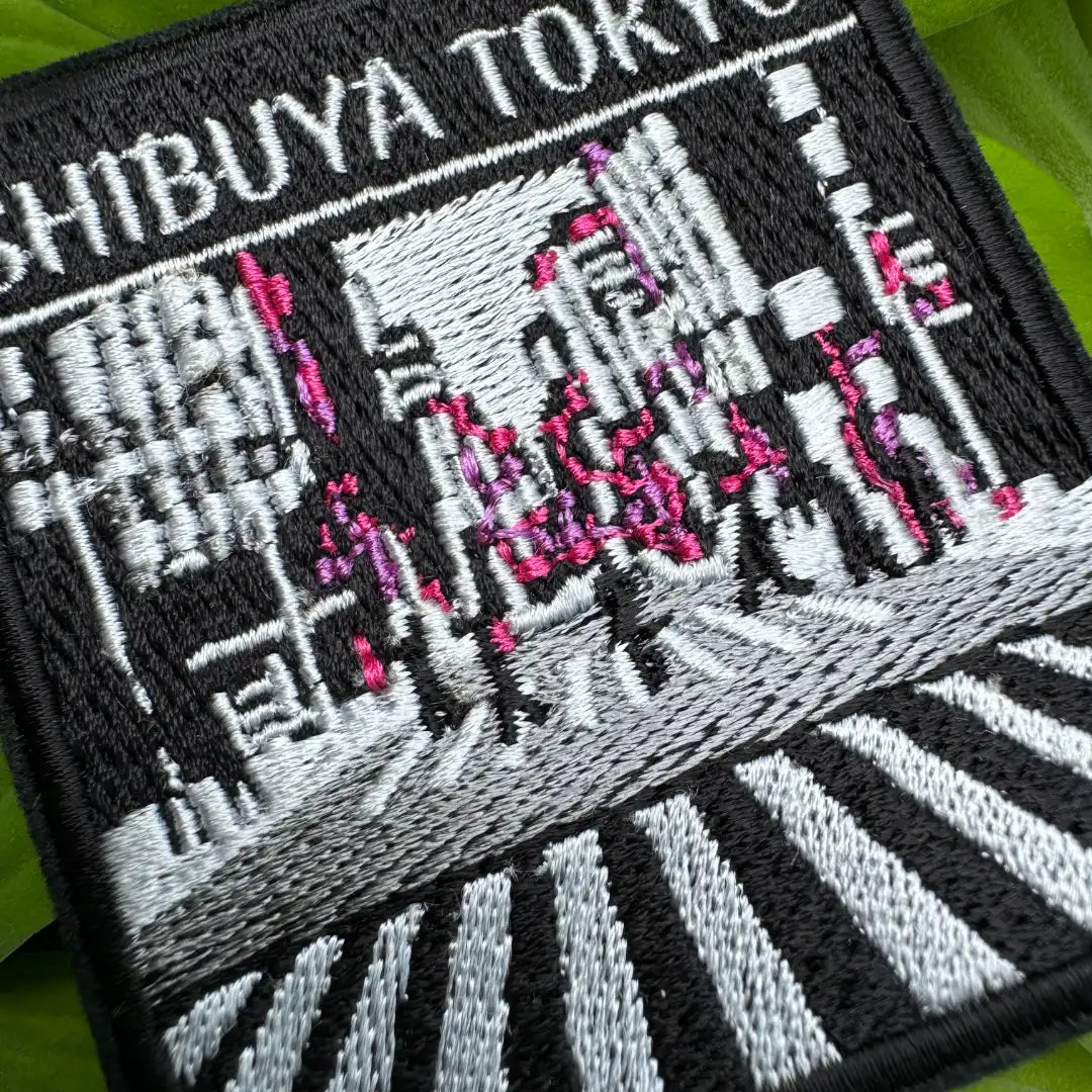 Japan city patch with iconic Shibuya pedestrian view, iron-on or sew-on