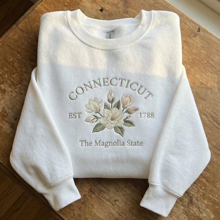 Connecticut Magnolia Embroidered Sweatshirt Crewneck