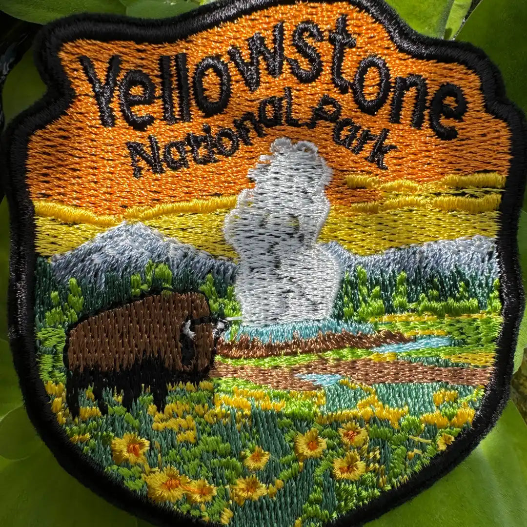 Yellowstone National Park iron-on patch close-up