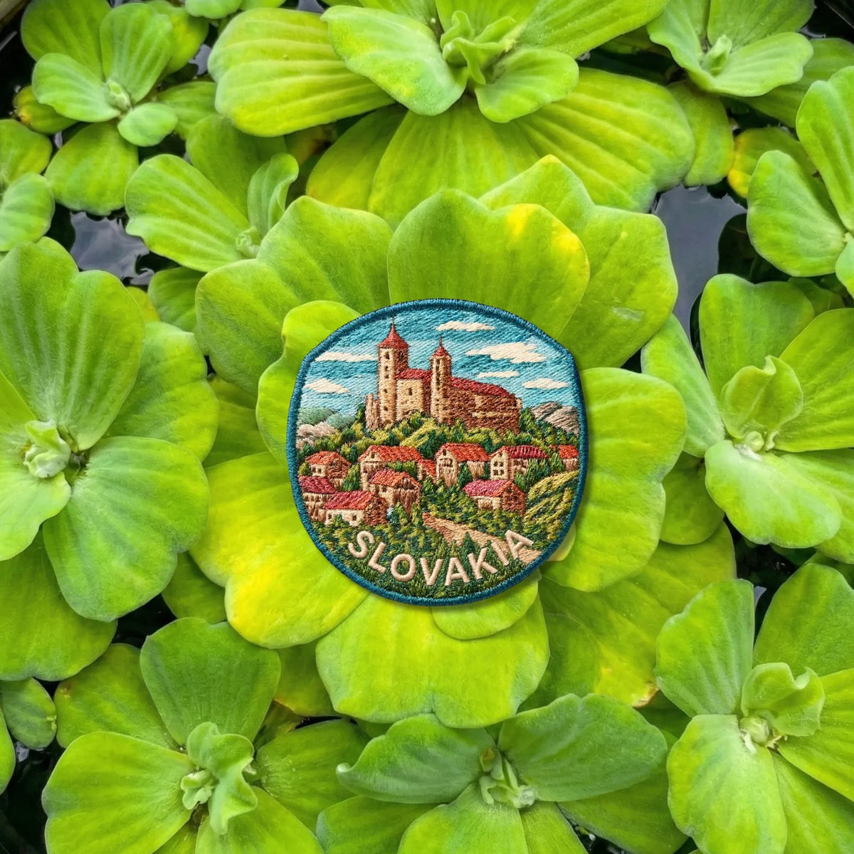 Slovakia Historic Village Castle Landscape Embroidered Patch - product photo 2