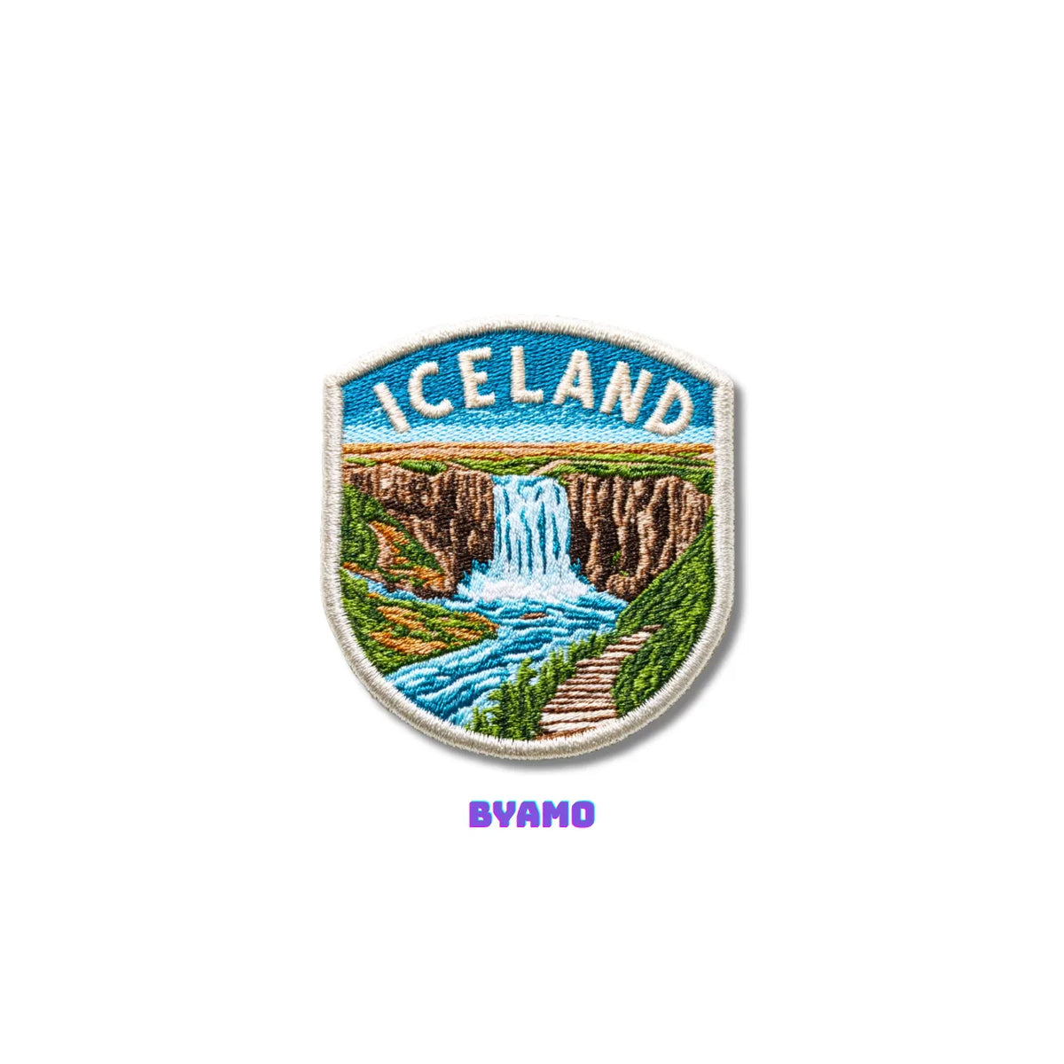 Iceland Waterfall Embroidered Patch - product photo 2