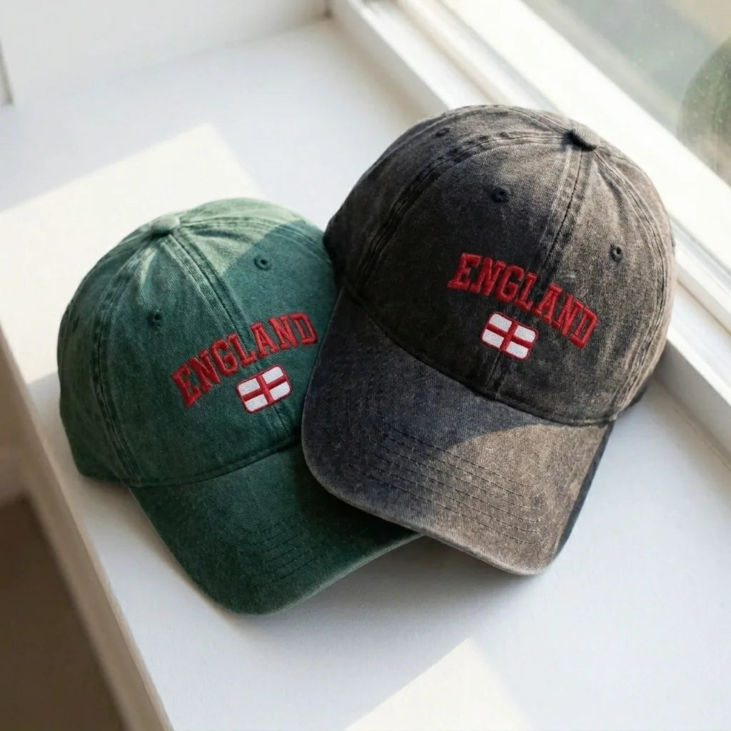 Vintage England Embroidered Dad Hat - Washed Black Cap - product photo 2