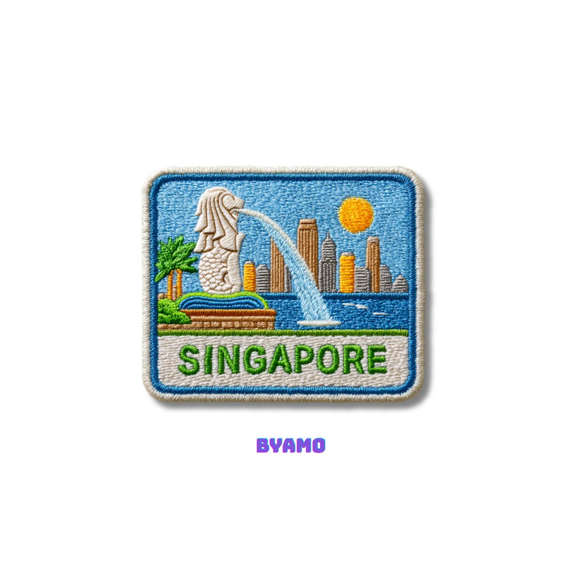Singapore Merlion Skyline Cityscape Embroidered Patch - product photo 2