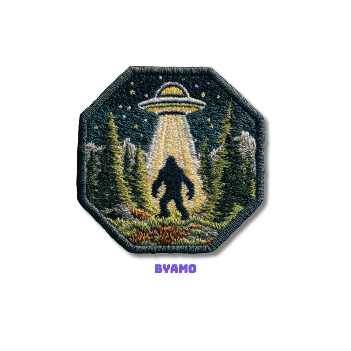 Bigfoot UFO Forest Mystery Embroidered Patch - product photo 2