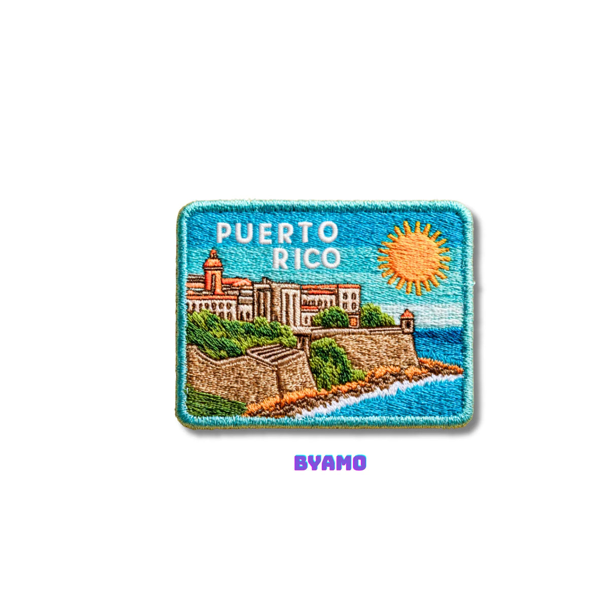 Puerto Rico Historic Fort and Sun Embroidered Patch - product photo 2