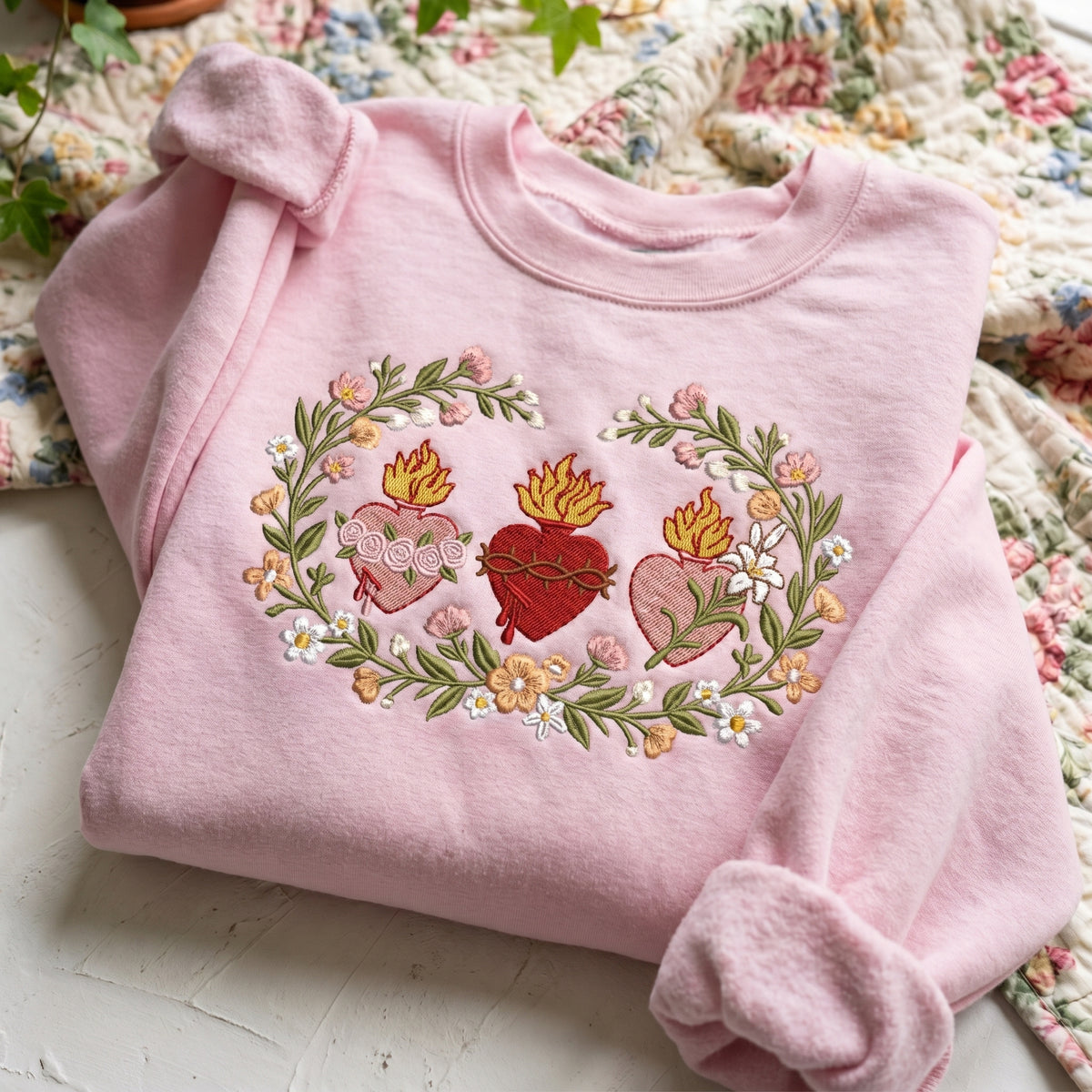 Flame Heart Embroidered Sweater – Trendy & Comfortable - photo 2