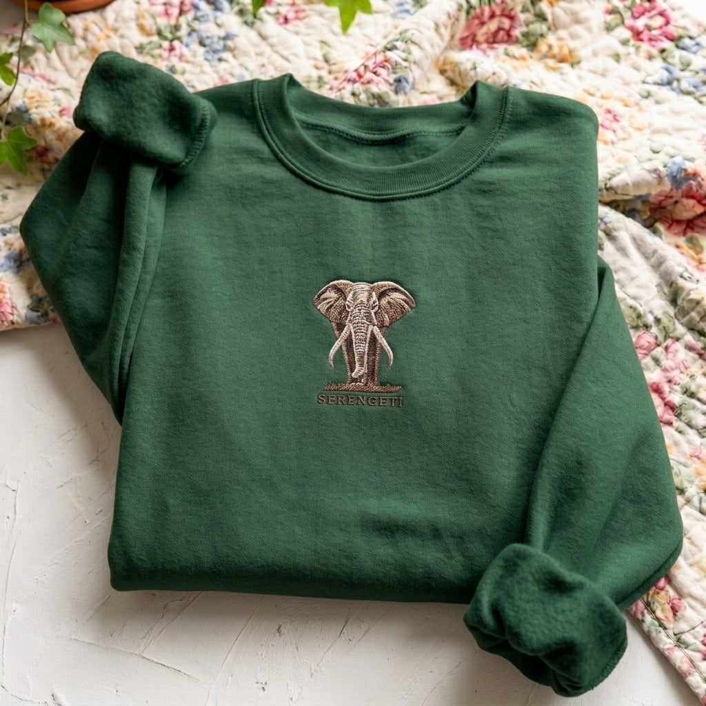 Serengeti Elephant Embroidered Sweater – Trendy Streetwear - photo 3