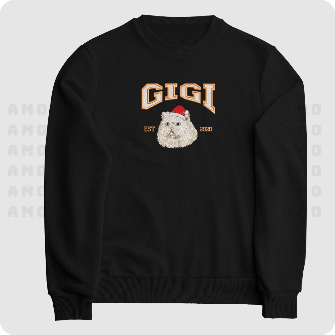 Custom Cat Hoodie Embroidered Cat Name, Personalized Pet Face Sweatshirt from Your Photo – Custom Pet Apparel