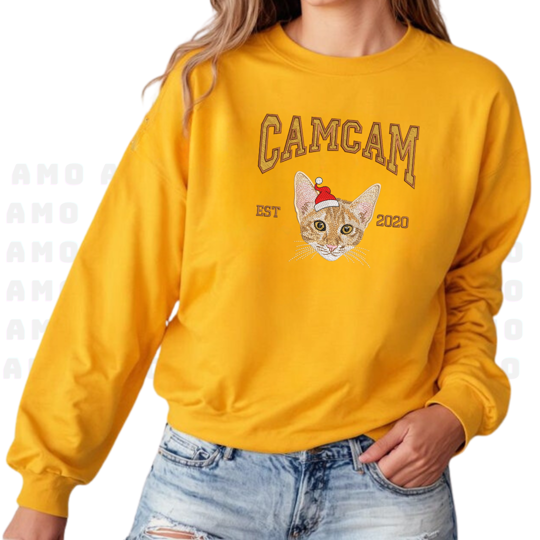 Custom Cat Hoodie Embroidered Cat Name, Personalized Pet Face Sweatshirt from Your Photo – Custom Pet Apparel