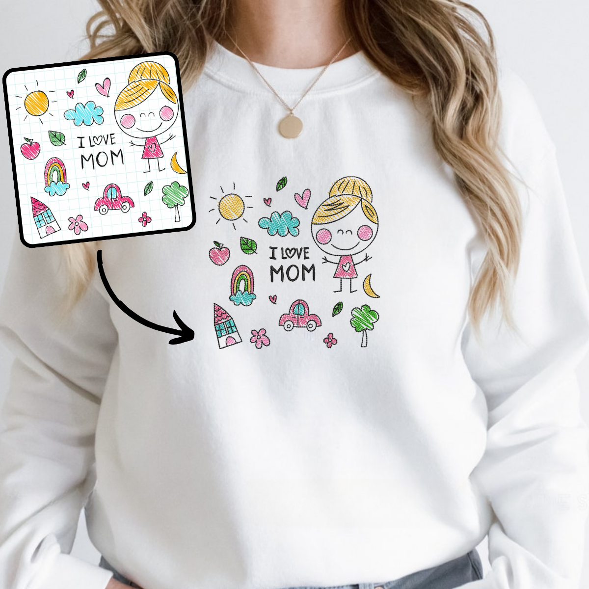 Custom Kid Drawing Hoodie Embroidered – Personalized Hoodie with Child's Artwork