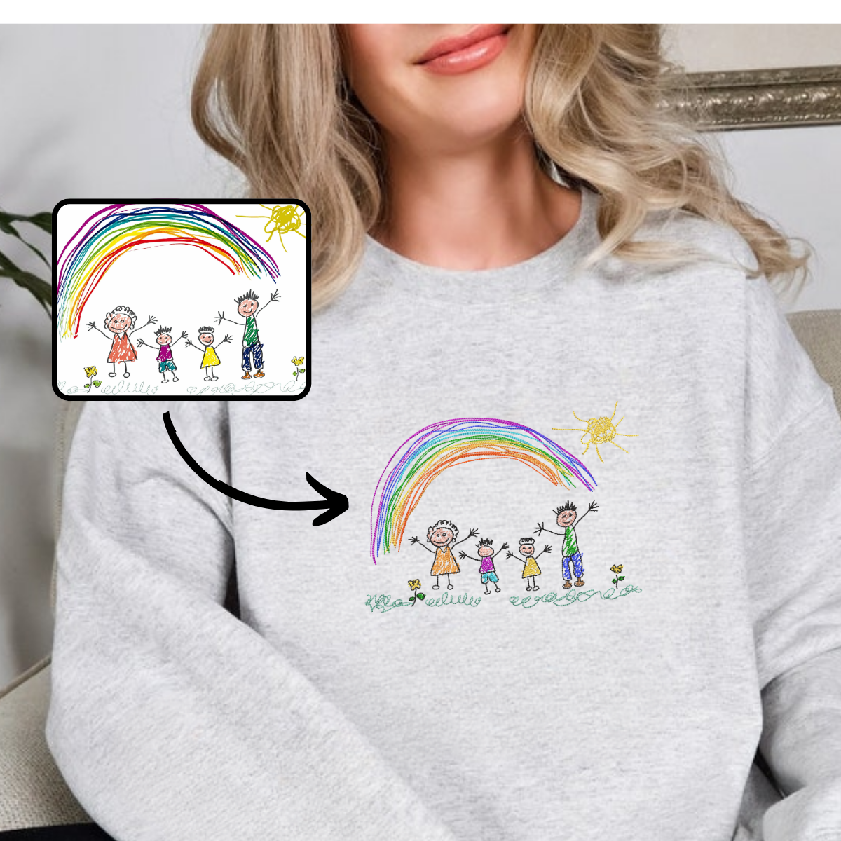 Custom Kid Drawing Hoodie Embroidered – Personalized Hoodie with Child's Artwork