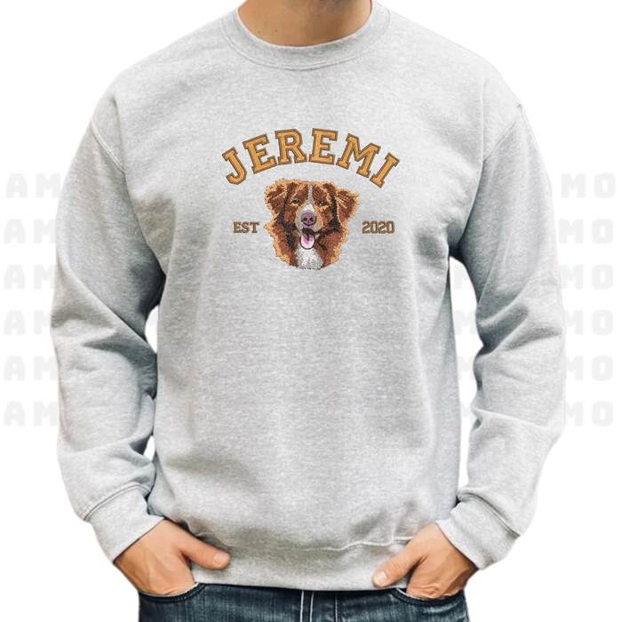 Custom Embroidered Pet Sweatshirt – Personalized Pet Portrait Sweater from Your Photo