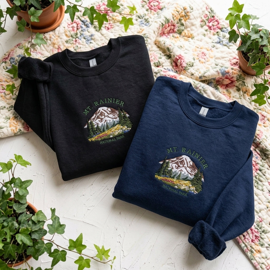 Mt. Rainier Embroidered Sweater – Perfect for Nature Lovers - photo 3